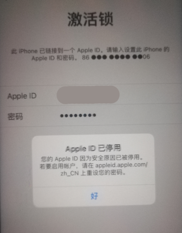 溧阳苹果手机维修分享iPhone 12 出现提示“Apple ID 已停用”怎么办 
